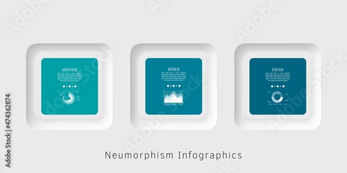 Neumorphism infographics template for chart, diagram, web design, presentation, workflow layout