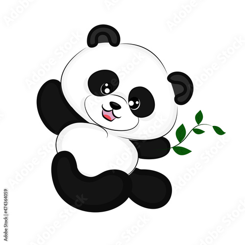 Fototapeta Naklejka Na Ścianę i Meble -  panda cute teddy bear baby pure nature wildlife ecology hand-drawn t-shirt print kids textiles packaging decoration. Vector illustration