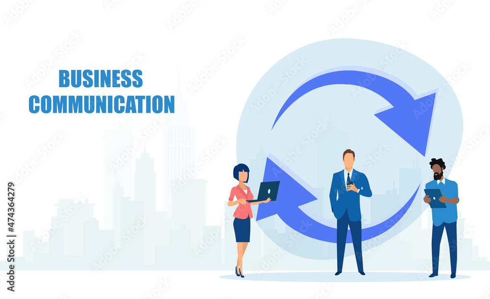 Vector of businesspeople using web communication tools Vector of businesspeople using web communication tools