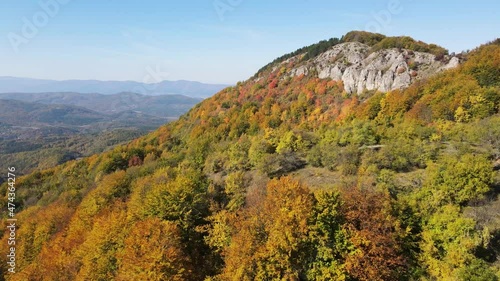 Amazing Autumn Landscape of Erul mountain near Kamenititsa peak, Pernik Region, Bulgaria photo