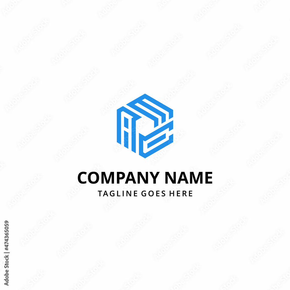 illustration initials A M C hexagon sign geometric logo design template illustration initials A M C hexagon sign geometric logo design template