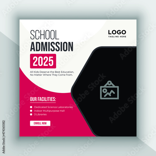 School admission social media banner template