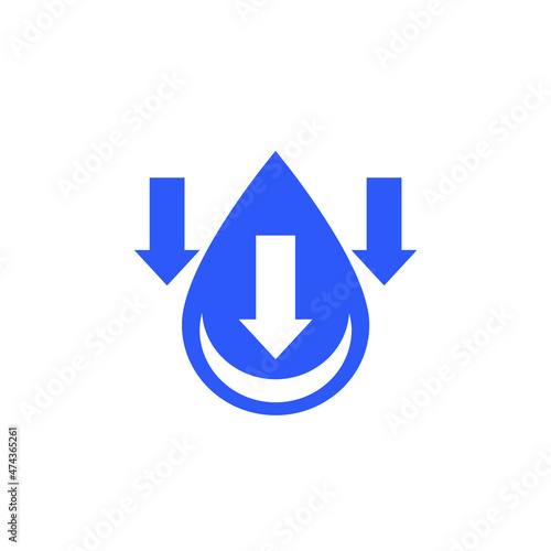 low water level icon with arrows, vector sign