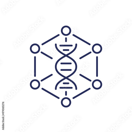 Genomics line icon, dna research