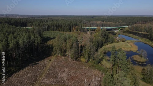 A flight over the lake.Autumn over Lake Komosa and in the forests of Podlasie. photo