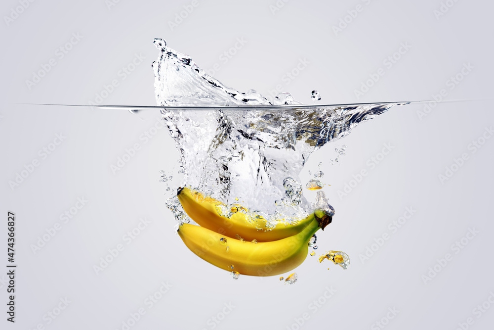 Refreshing and fresh bananas in the water
