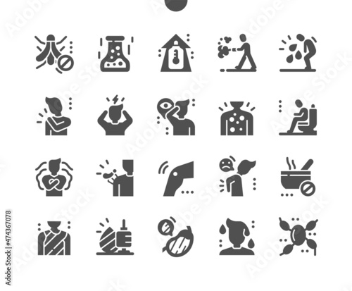 Dengue Fever. Gastrointestinal bleeding. Disease, epidemic, infectious, virus and parasite. Health care, medical and medicine. Vector Solid Icons. Simple Pictogram