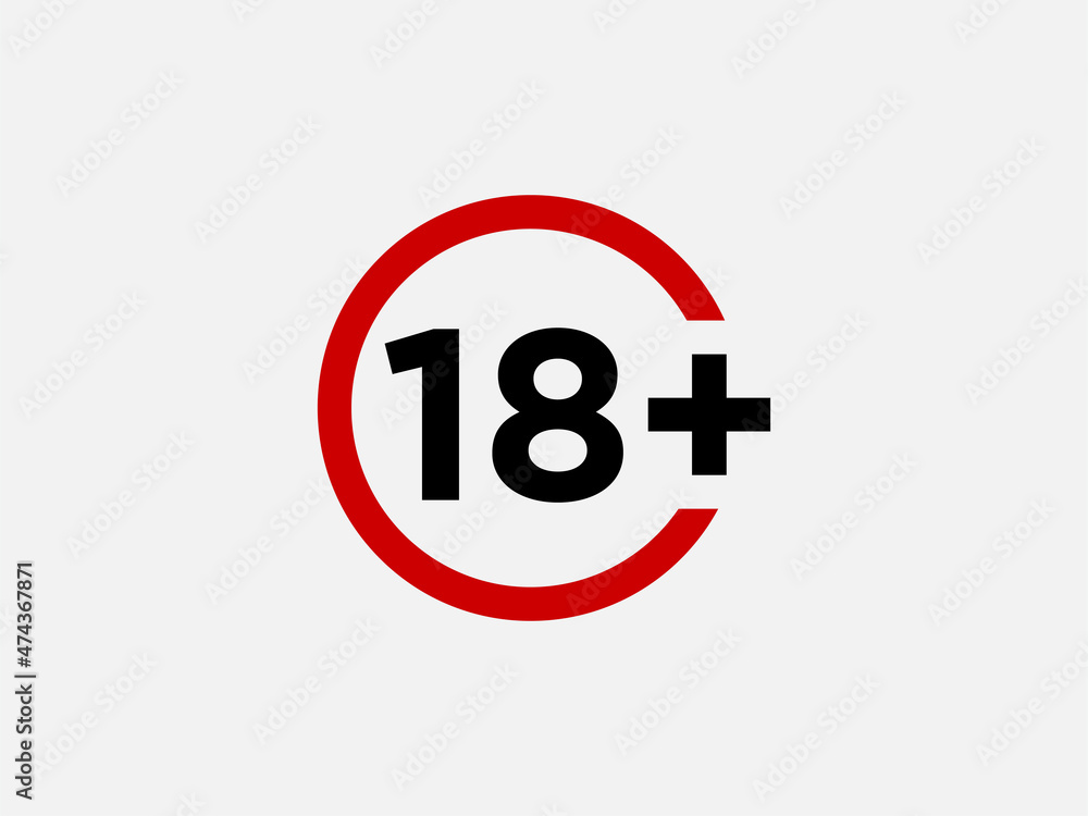 Plus 18 prohibition sign for people under eighteen years of age. For adults only. Vector illustration. Plus 18 prohibition sign for people under eighteen years of age. For adults only. Vector illustration.