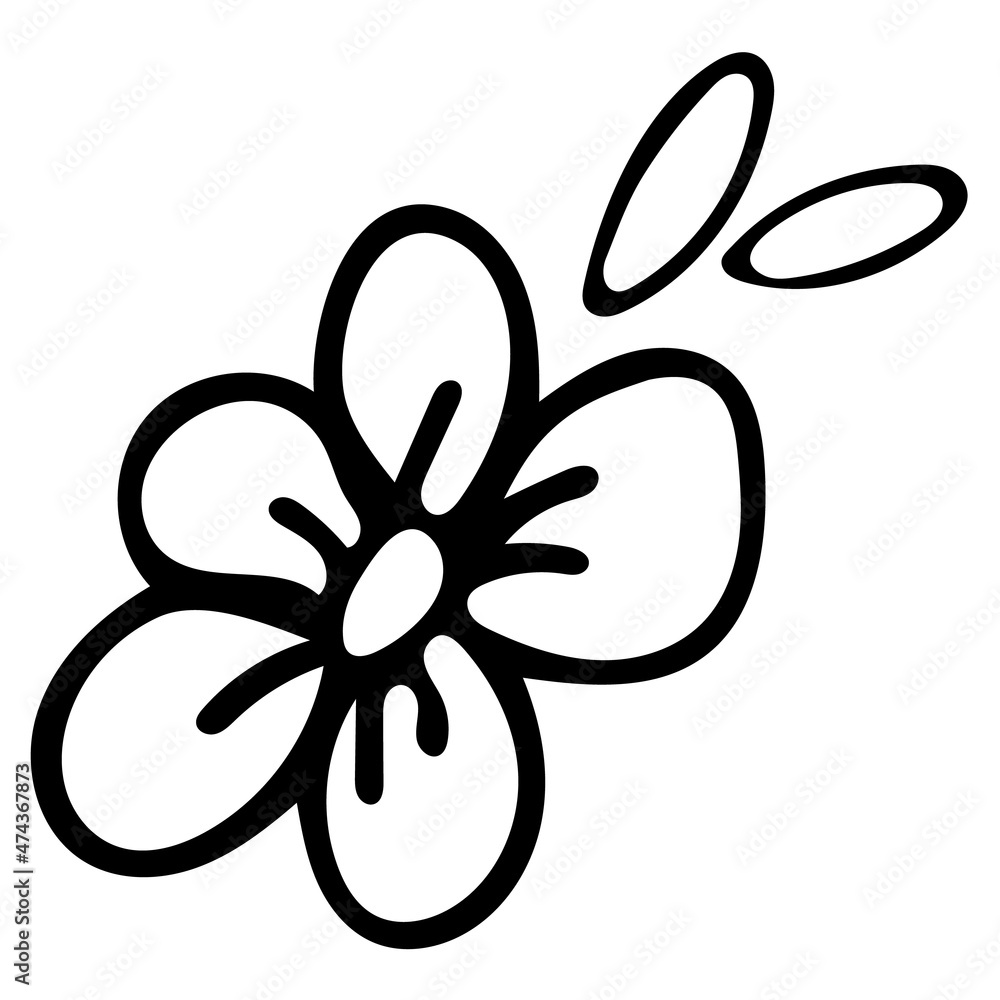 Black and white Single Flower doodle sketch illustration. Black and white Single Flower doodle sketch illustration.