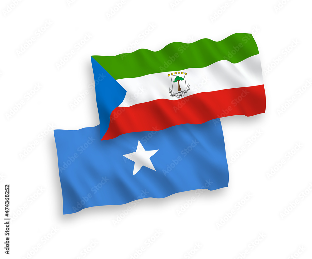 Flags of Republic of Equatorial Guinea and Somalia on a white background