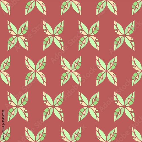 Geometric Shapes Vector Repeat Pattern In Green And Red