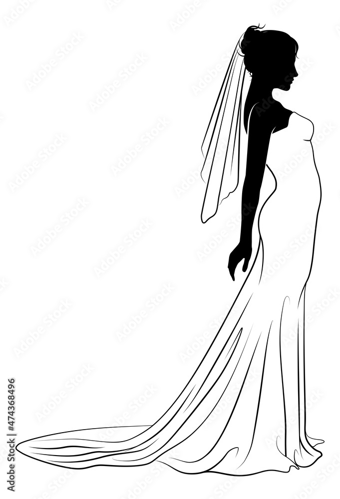 Bride Bridal Wedding Dress Silhouette Woman Design Bride Bridal Wedding Dress Silhouette Woman Design