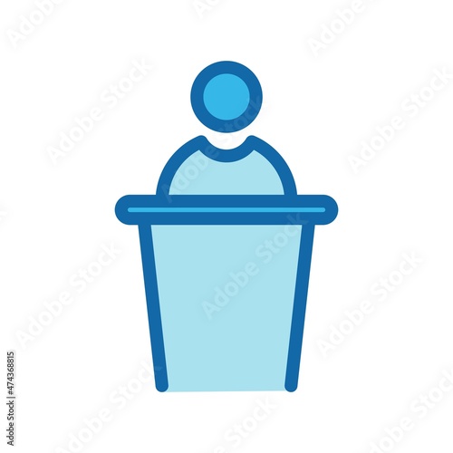 Debate Line Filled Blue Vector Icon Design