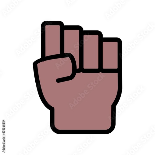 Fist Line Filled Vector Icon Design