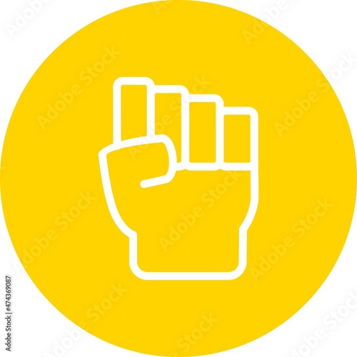 Fist Line circle Vector Icon Design