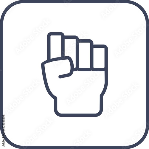 Fist Line Round Corner Vector Icon Design