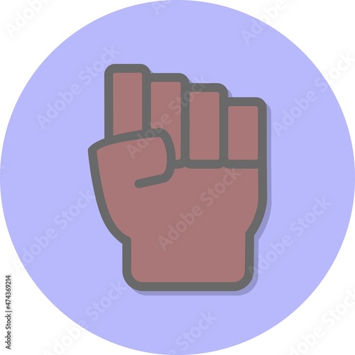 Fist Line Filled Circle Vector Icon Design