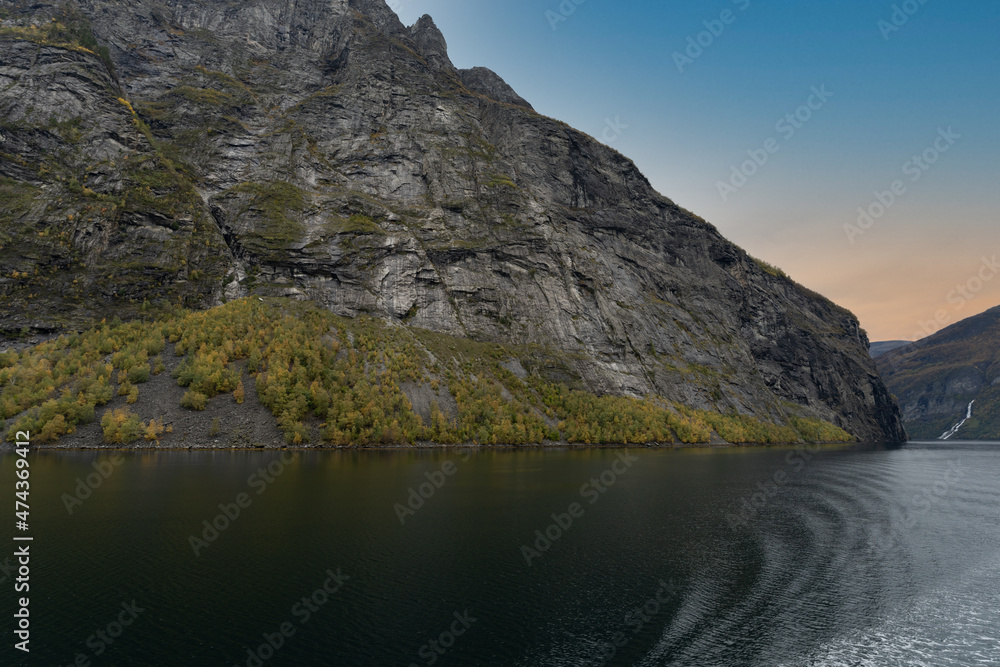 A view of the majestic Geirangerfjord in the municipality of Stranda in the More og Romsdal region of Norway