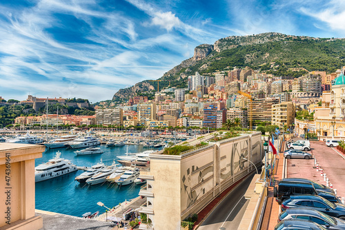 View over luxury yachts and apartments in Monte Carlo, Monaco photo