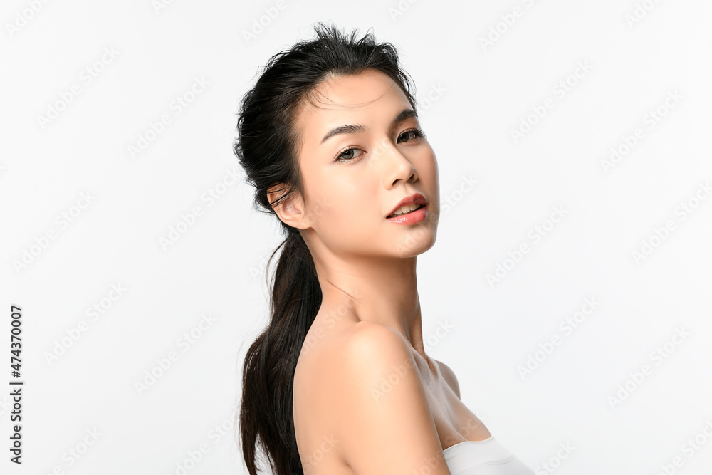Beautiful young asian woman with clean fresh skin on white background, Face care, Facial treatment, Cosmetology, beauty and spa, Asian women portrait. Beautiful young asian woman with clean fresh skin on white background, Face care, Facial treatment, Cosmetology, beauty and spa, Asian women portrait.