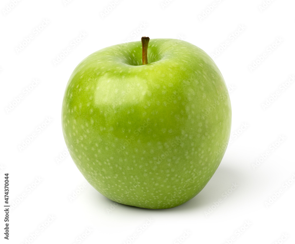fresh green apple fruit isolated on white background, with clipping path, single.