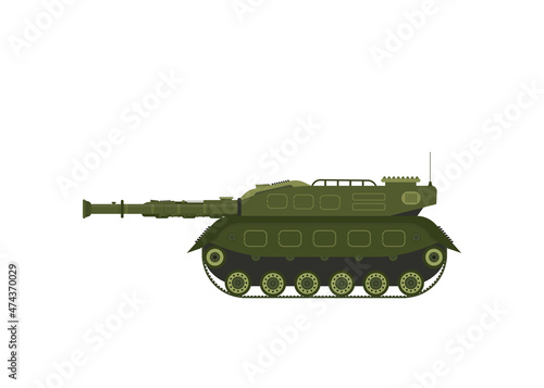 Self-propelled anti-tank missile system. Research, inspection, optical review, missiles, air attack. Vector illustration