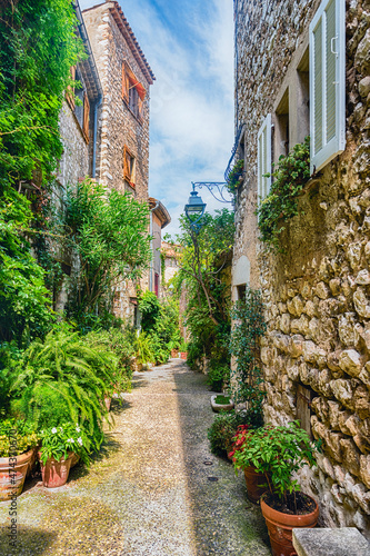 Canvas Print Walking in the picturesque streets of Saint-Paul-de-Vence, Cote d'Azur, France