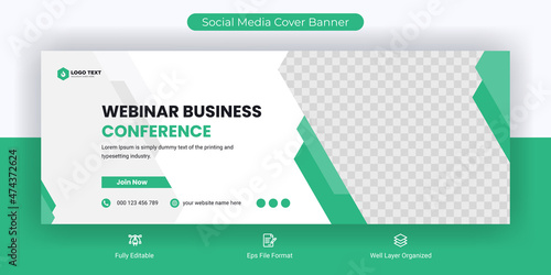 Webinar business conference social media post Facebook cover banner template