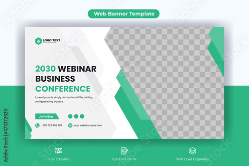 Webinar business conference web banner landing page and youtube thumbnail template