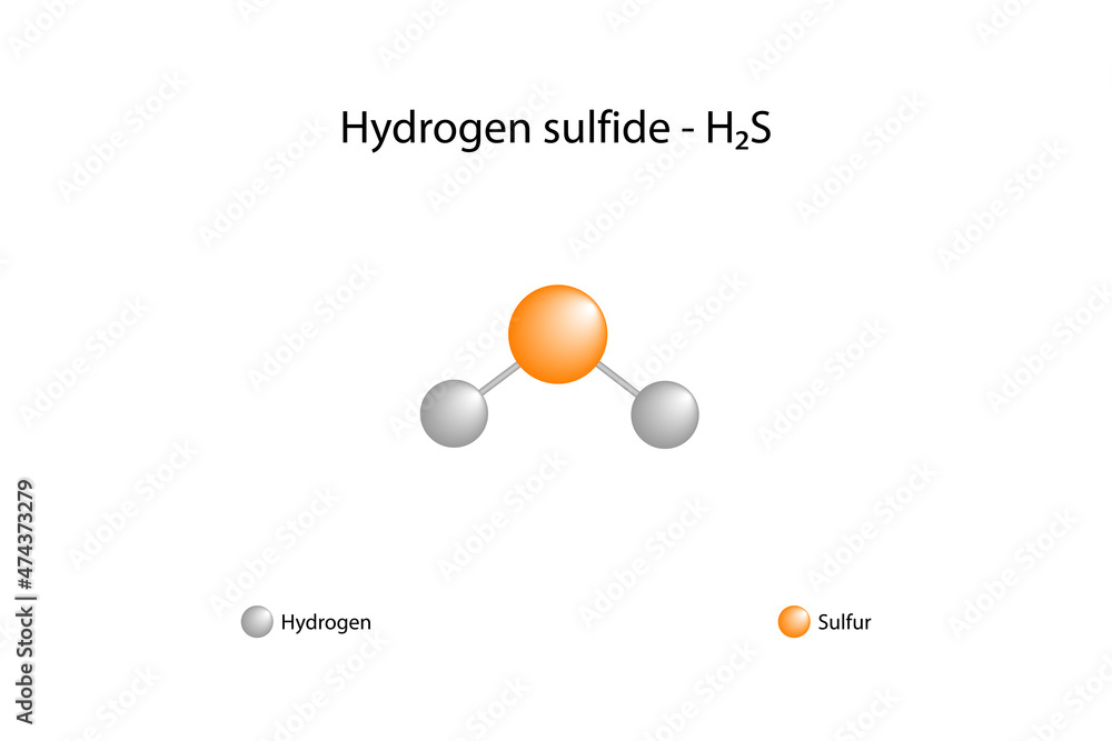 Molecular formula of hydrogen sulfide. Hydrogen sulfide is a colorless ...