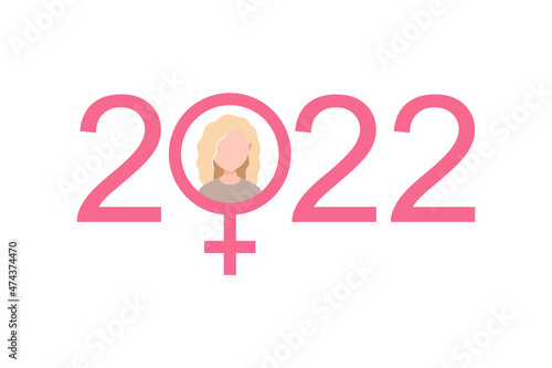 2022 pink numbers on white background vector