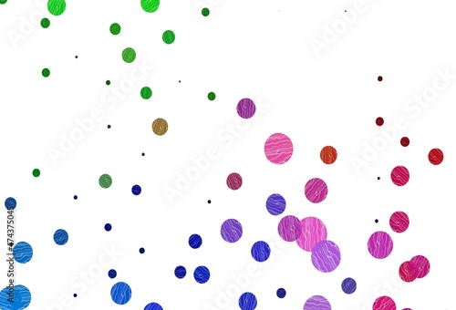 Light multicolor  rainbow vector background with bubbles.