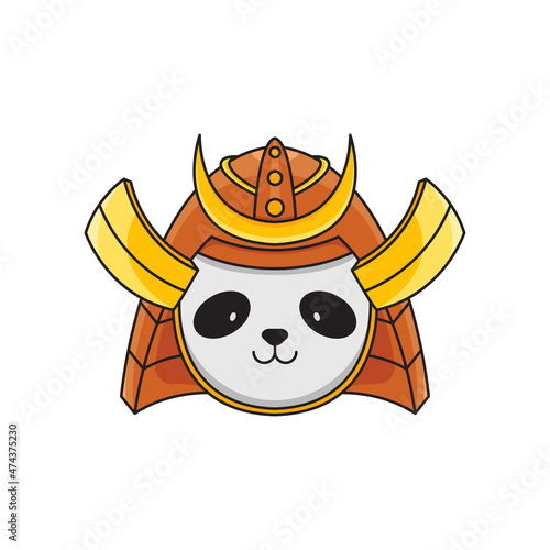 Cute samurai panda mascot illustration