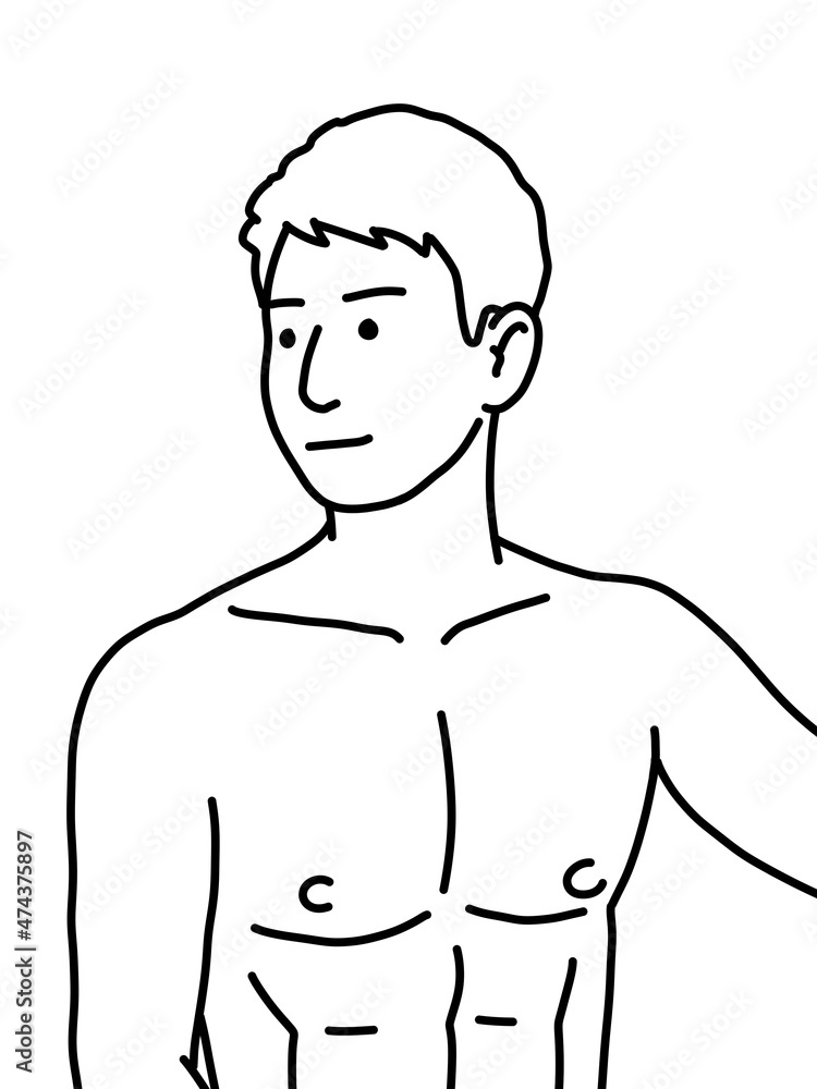 Fototapeta premium black and white of cute man cartoon for coloring