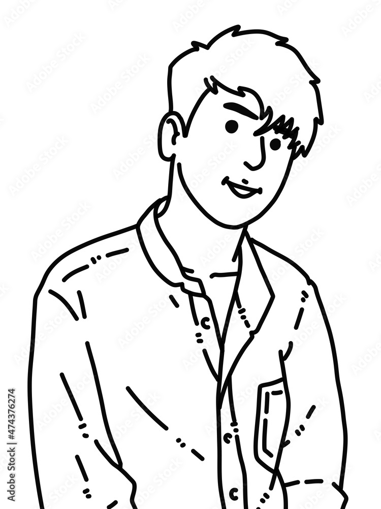 black and white of cute man cartoon for coloring black and white of cute man cartoon for coloring