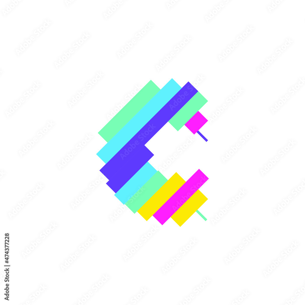 Colorful modern Pixel C Letter logo design template. Creative technology icon symbol element Vector Illustration perfect for your visual identity.