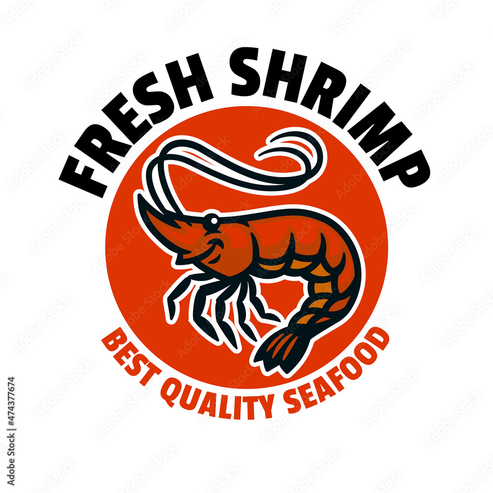 Shrimp Seafood Badge Logo Shrimp Seafood Badge Logo