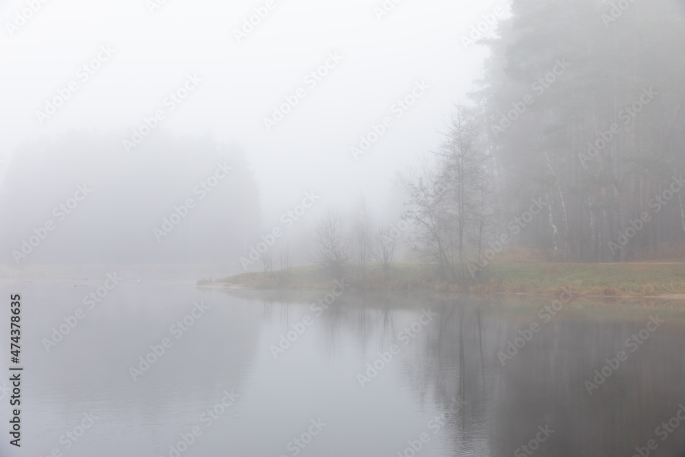 mist on the lake