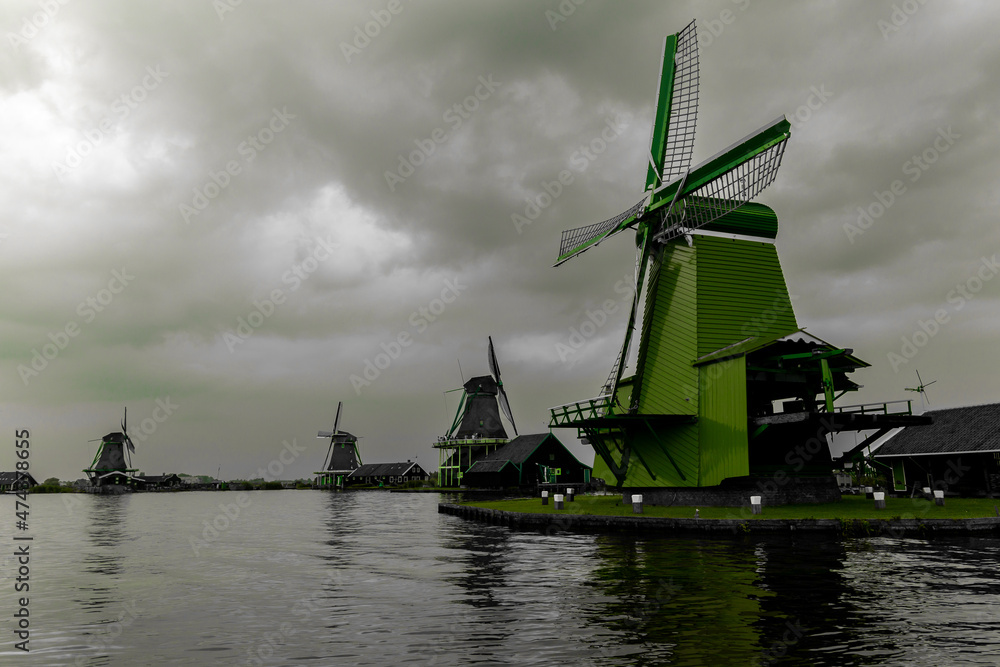 Zaanse Schans windmills  village in Netherlands 