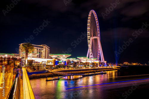 Photography Beautiful long exposure night view of the Ain Dubai, the world's largest Ferris