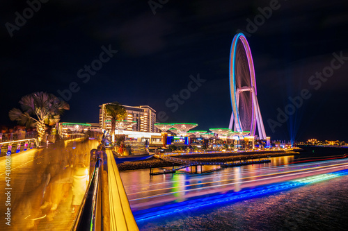 Canvas Print Beautiful long exposure night view of the Ain Dubai, the world's largest Ferris