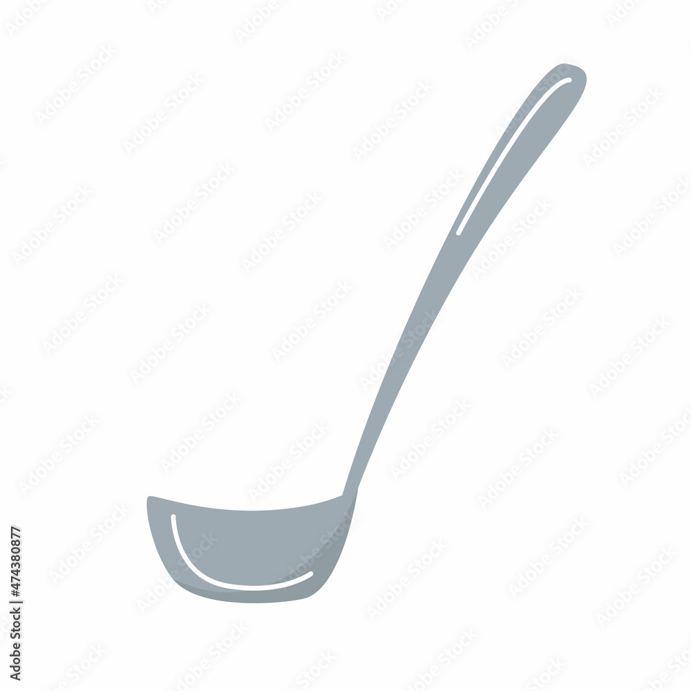 Ladle. Kitchen utensils concept. Item for pouring delicious soup. Ladle icon. Vector illustration isolated on white background. Ladle. Kitchen utensils concept. Item for pouring delicious soup. Ladle icon. Vector illustration isolated on white background.