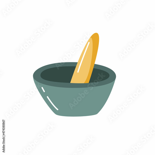 A solution for grinding spices. Kitchen utensils concept. Halloween concept. Vector illustration isolated.
