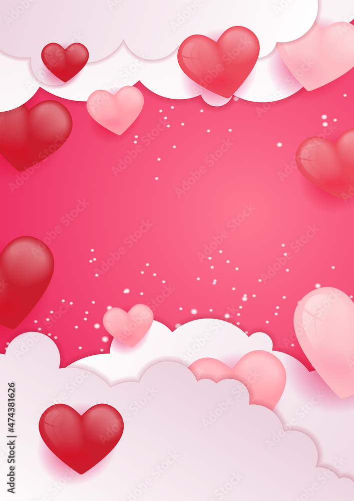 Valentines day background with Heart Shaped Balloons. Vector illustration, banners, wallpaper, flyers, invitation, posters, brochure, voucher discount.