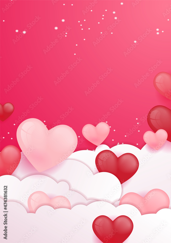 Valentines day background with Heart Shaped Balloons. Vector illustration, banners, wallpaper, flyers, invitation, posters, brochure, voucher discount.