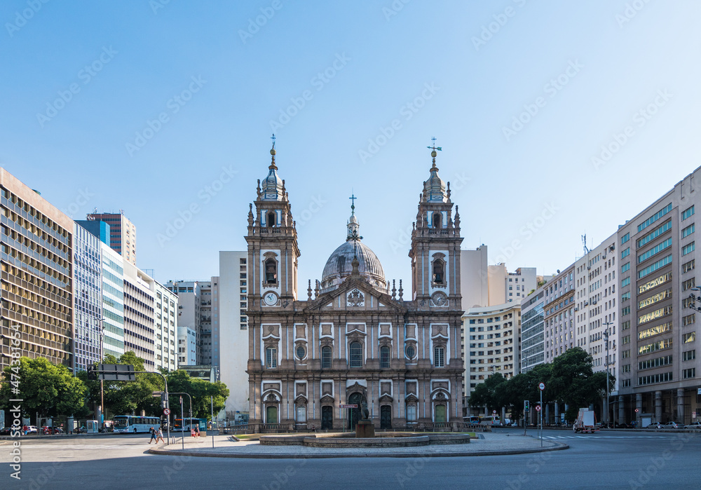 Rio de Janeiro, Brazil, June 2018 - view of Igreja da Candelária, a famous catholic church at Rio de Janeiro downtown