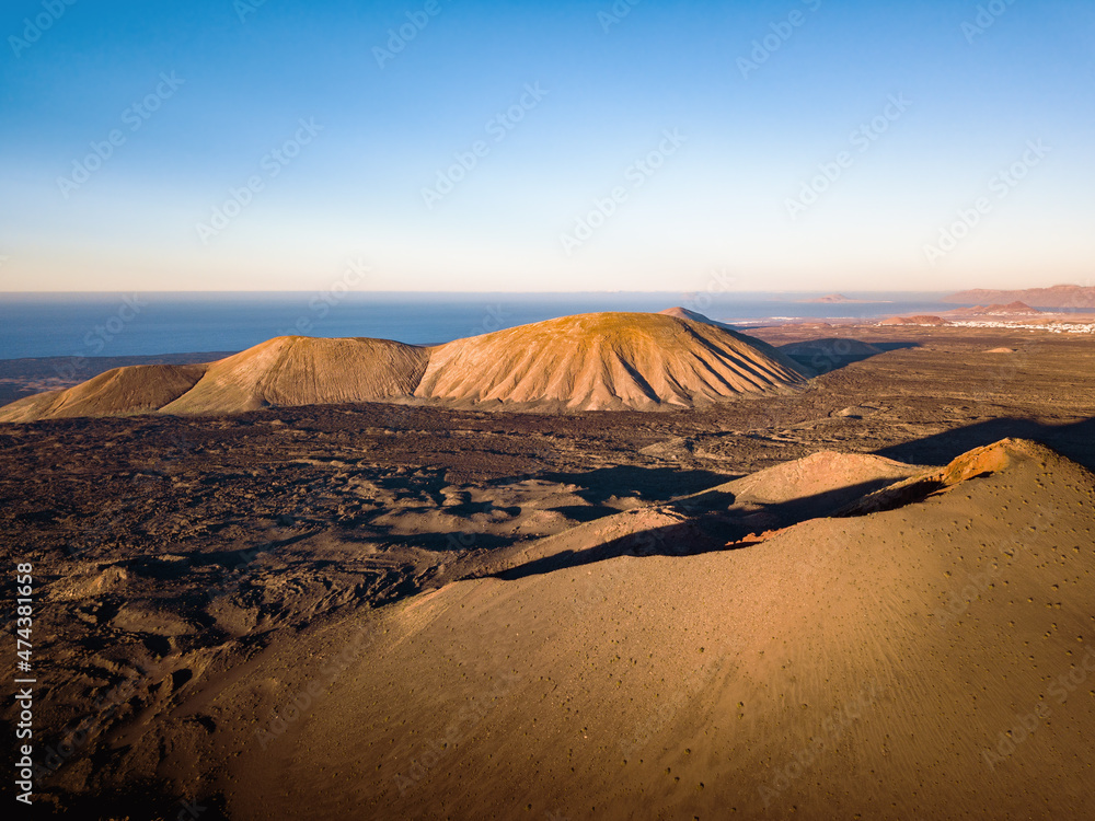 Amazing volcanic landscape of Timanfaya National Park. Lanzarote, Canary Islands, Spain