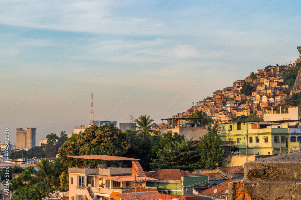 Rio de Janeiro, Rio de Janeiro, Brazil, June 2018 - view from a terrace at Fábrica Bhering, an old factory in Rio de Janeiro