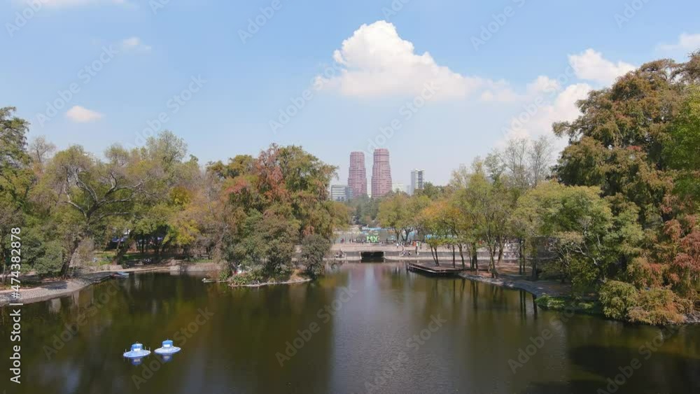 Mexico City: Aerial view of capital city of Mexico, park Bosque de Chapultepec and city centre skyline with modern high-rise buildings (skyscrapers) - landscape panorama of North America from above Mexico City: Aerial view of capital city of Mexico, park Bosque de Chapultepec and city centre skyline with modern high-rise buildings (skyscrapers) - landscape panorama of North America from above