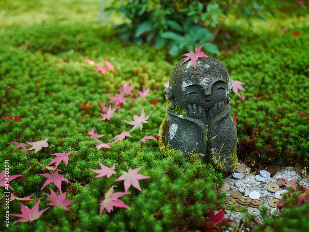 Obraz premium お地蔵さんとモミジ